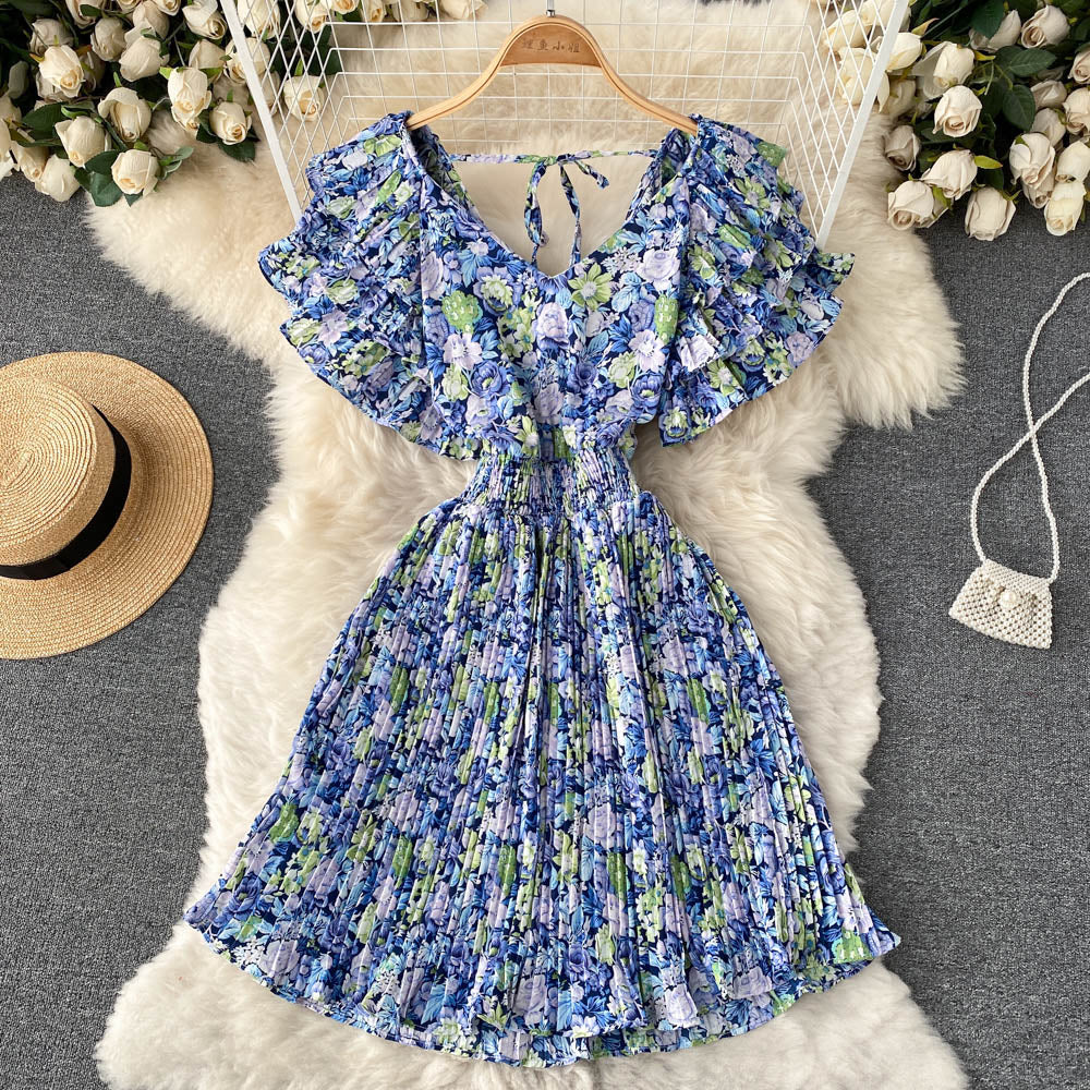 Nia Ruffle Sleeve Pleated Dress