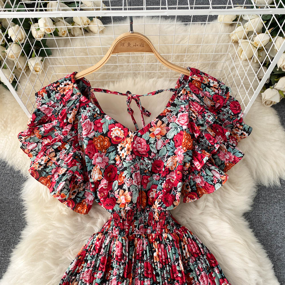 Nia Ruffle Sleeve Pleated Dress