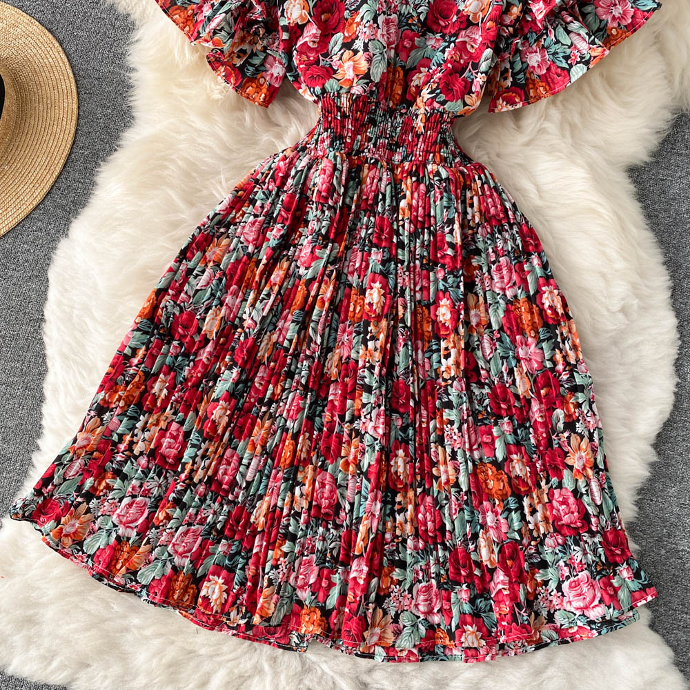 Nia Ruffle Sleeve Pleated Dress