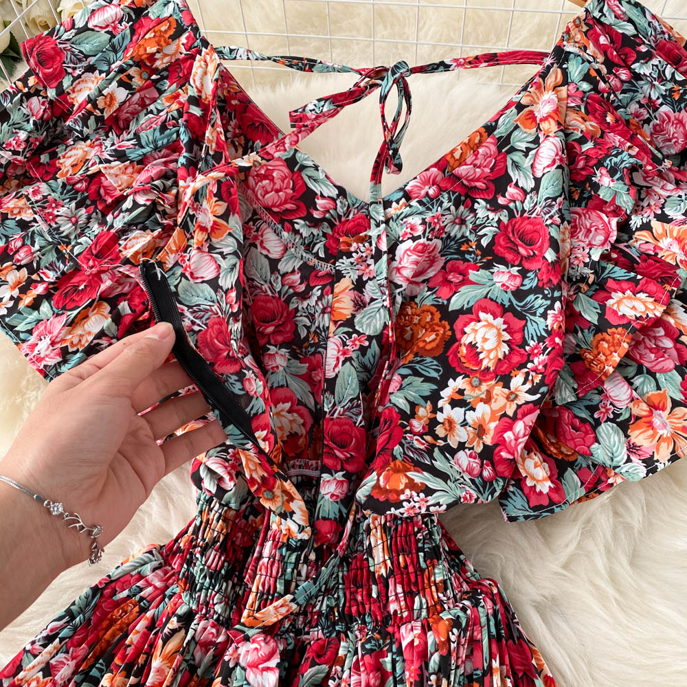 Nia Ruffle Sleeve Pleated Dress