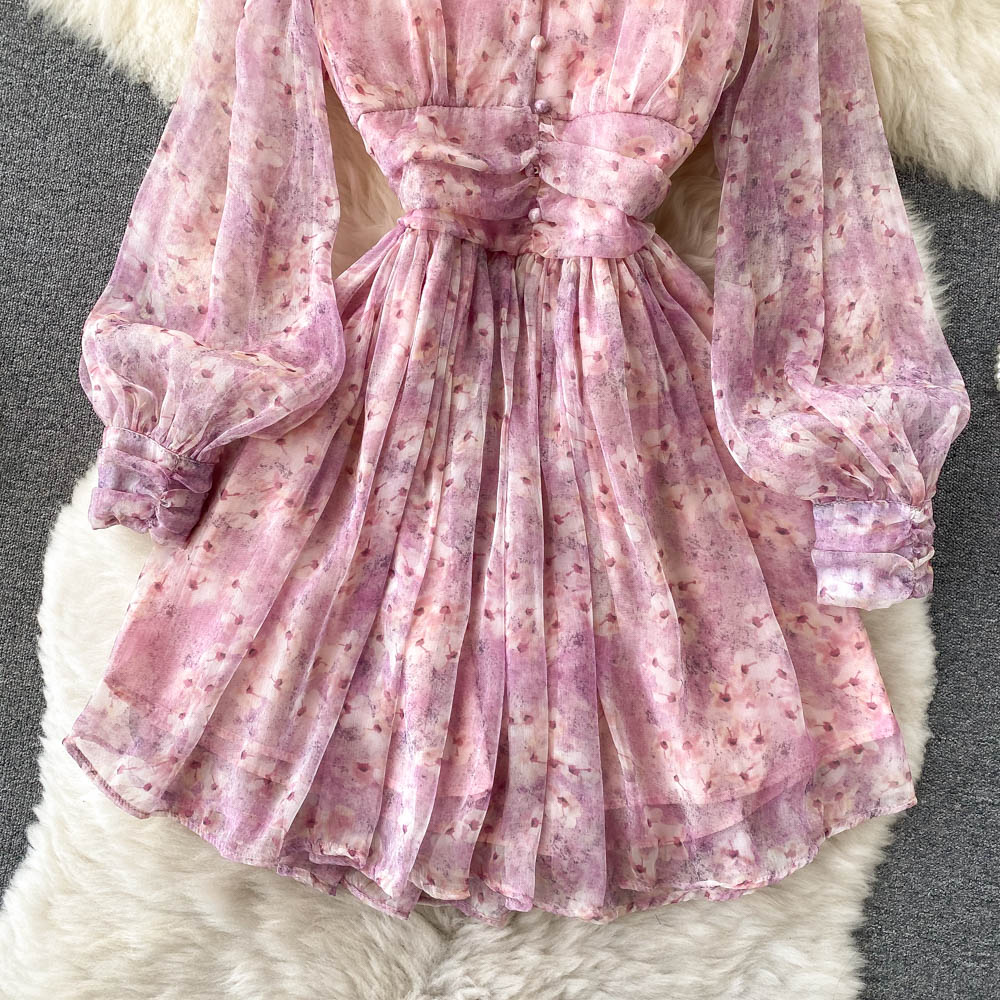 Colette Puff Sleeve Chiffon Dress
