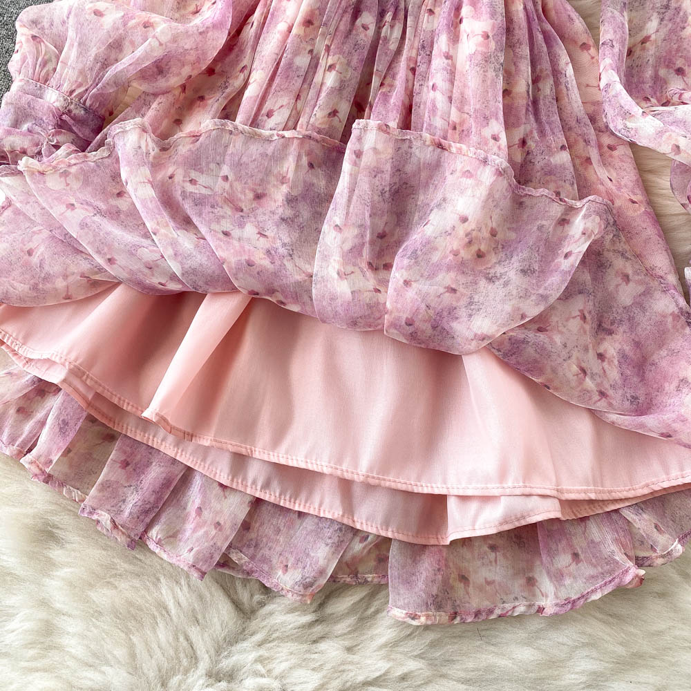 Colette Puff Sleeve Chiffon Dress