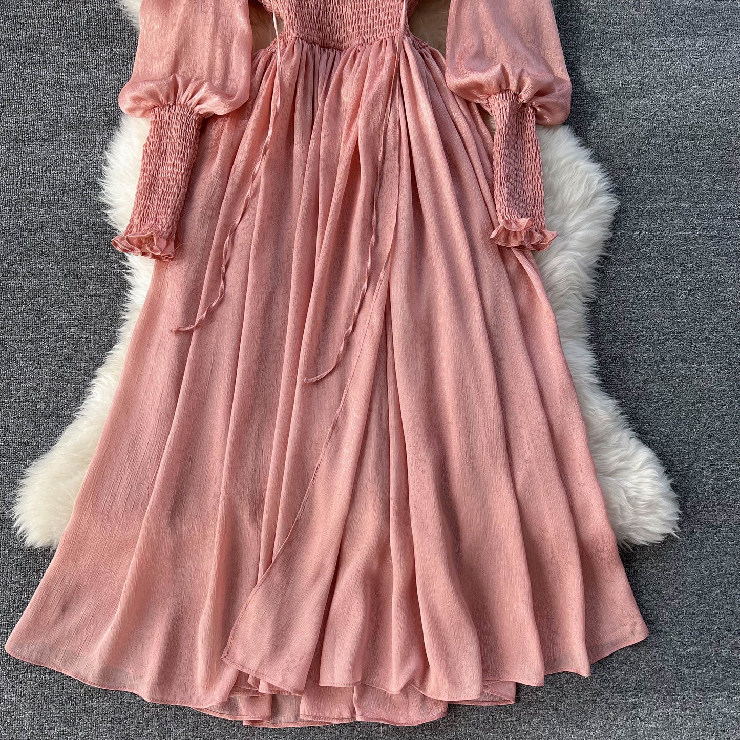 Lyra V Neck Shirred Waist Dress