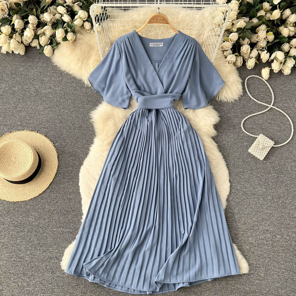Hallie Pleated Chiffon Dress