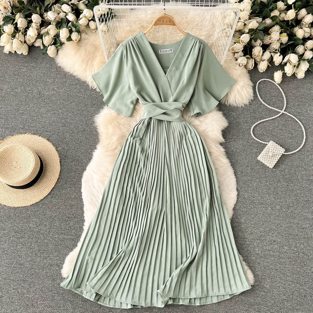 Hallie Pleated Chiffon Dress