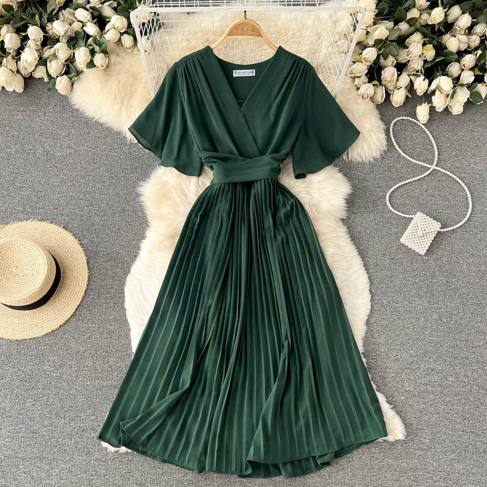 Hallie Pleated Chiffon Dress