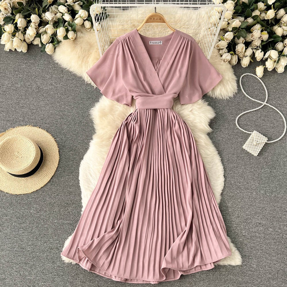 Hallie Pleated Chiffon Dress