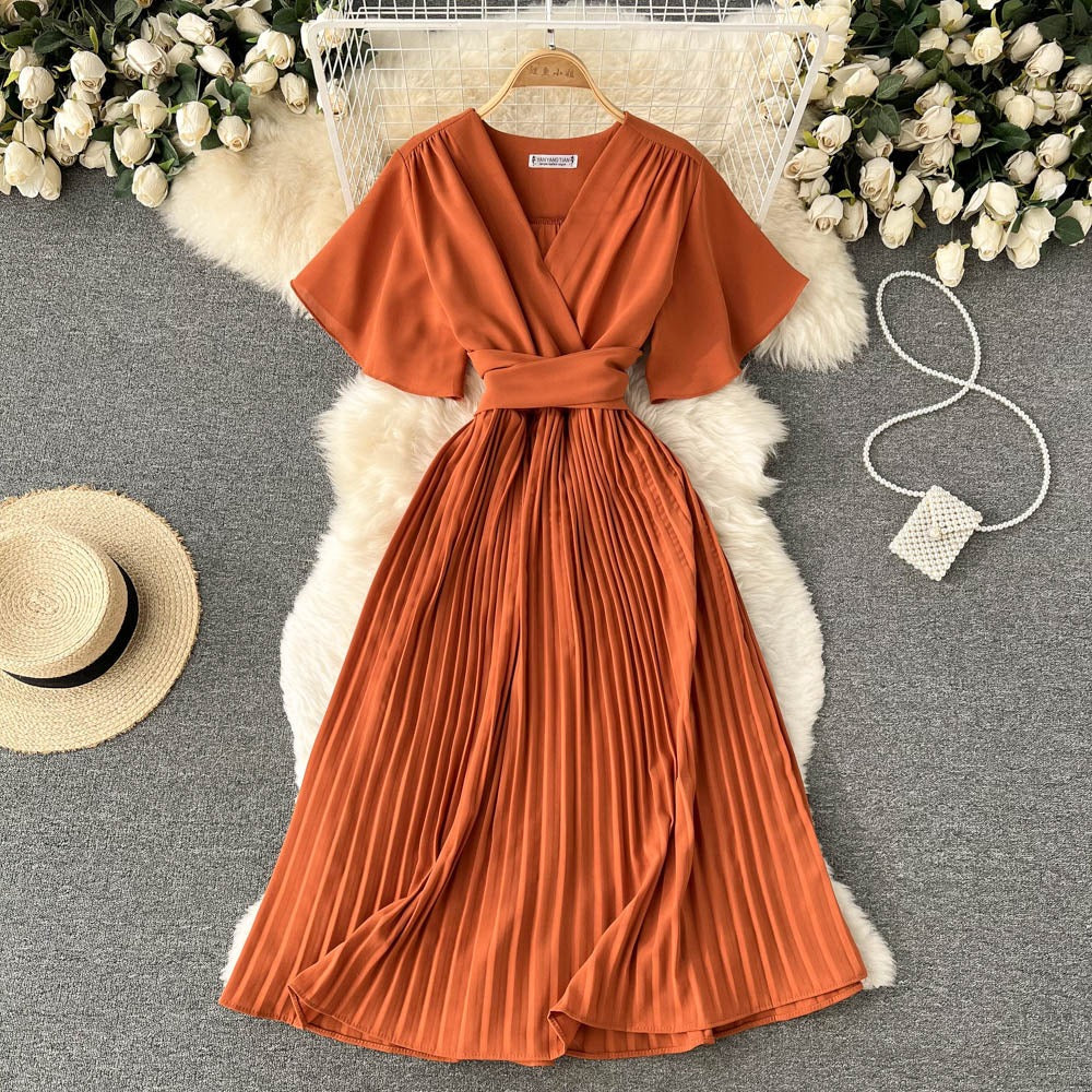 Hallie Pleated Chiffon Dress