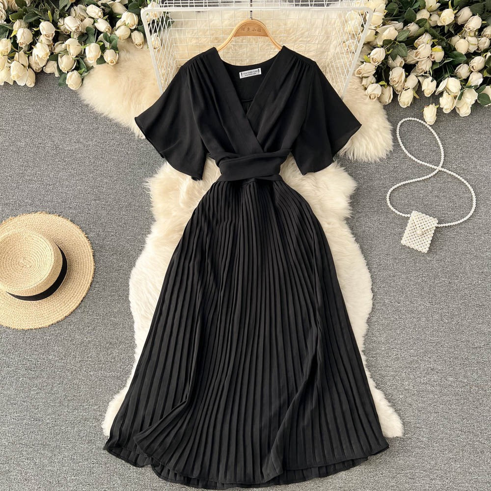 Hallie Pleated Chiffon Dress