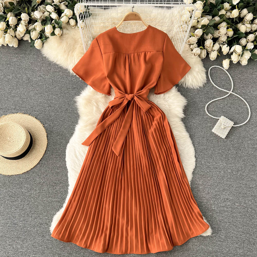 Hallie Pleated Chiffon Dress