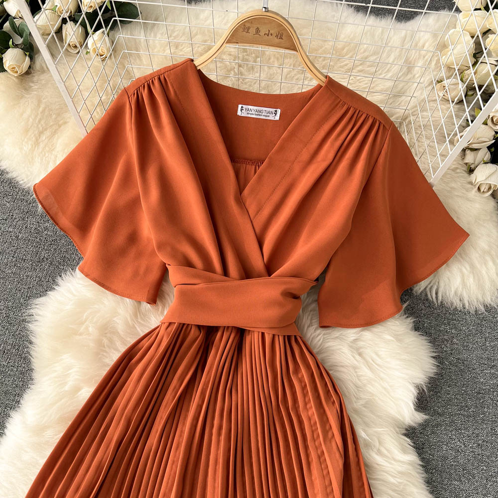 Hallie Pleated Chiffon Dress