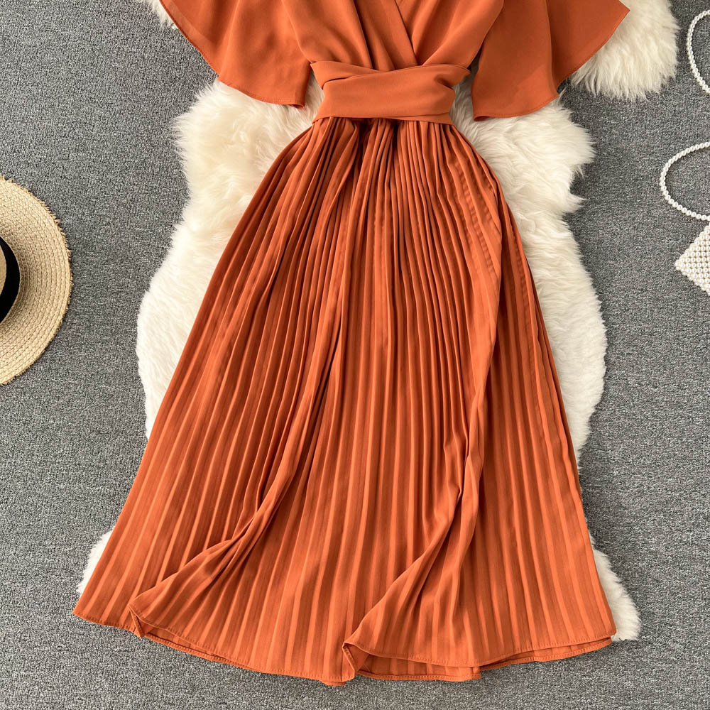 Hallie Pleated Chiffon Dress