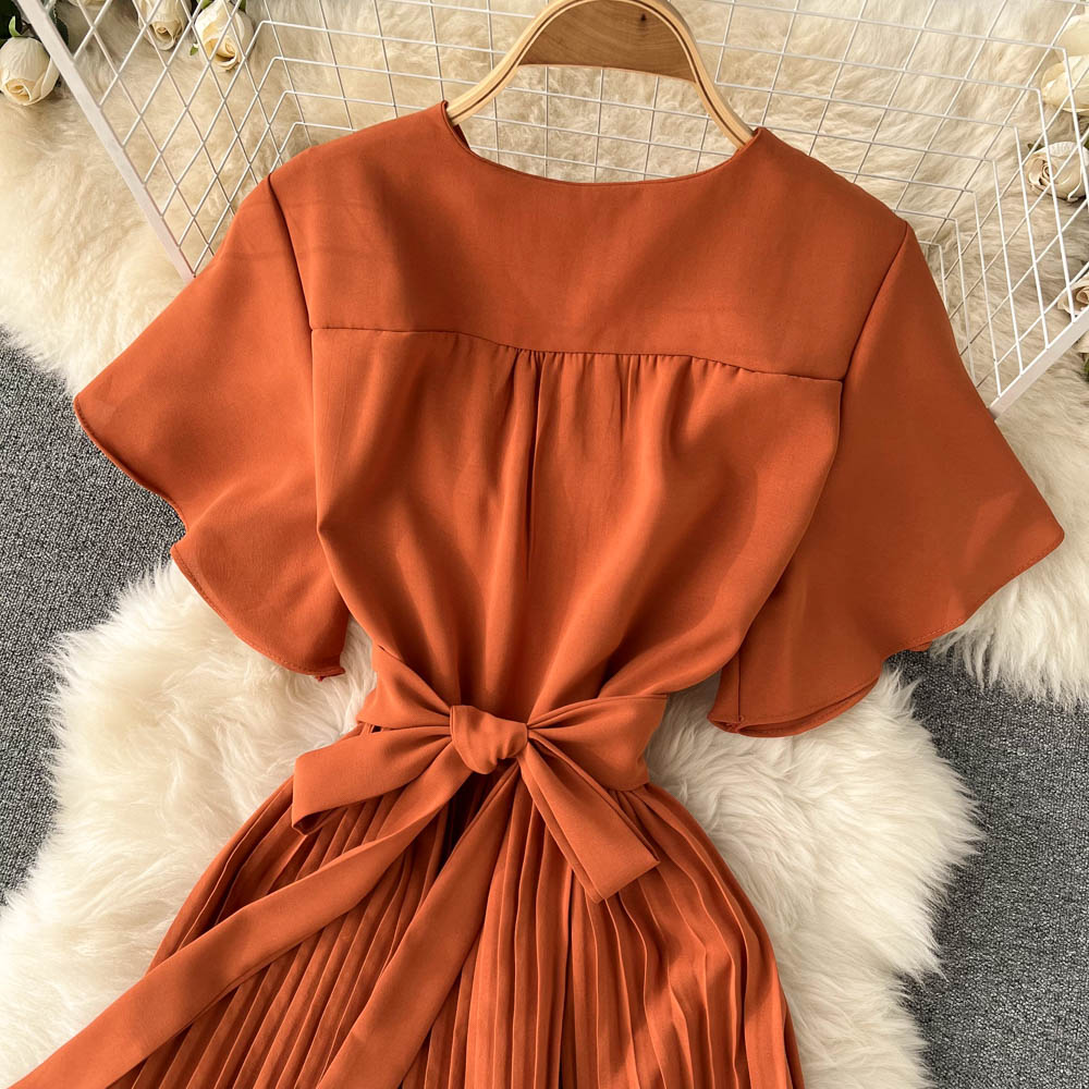 Hallie Pleated Chiffon Dress