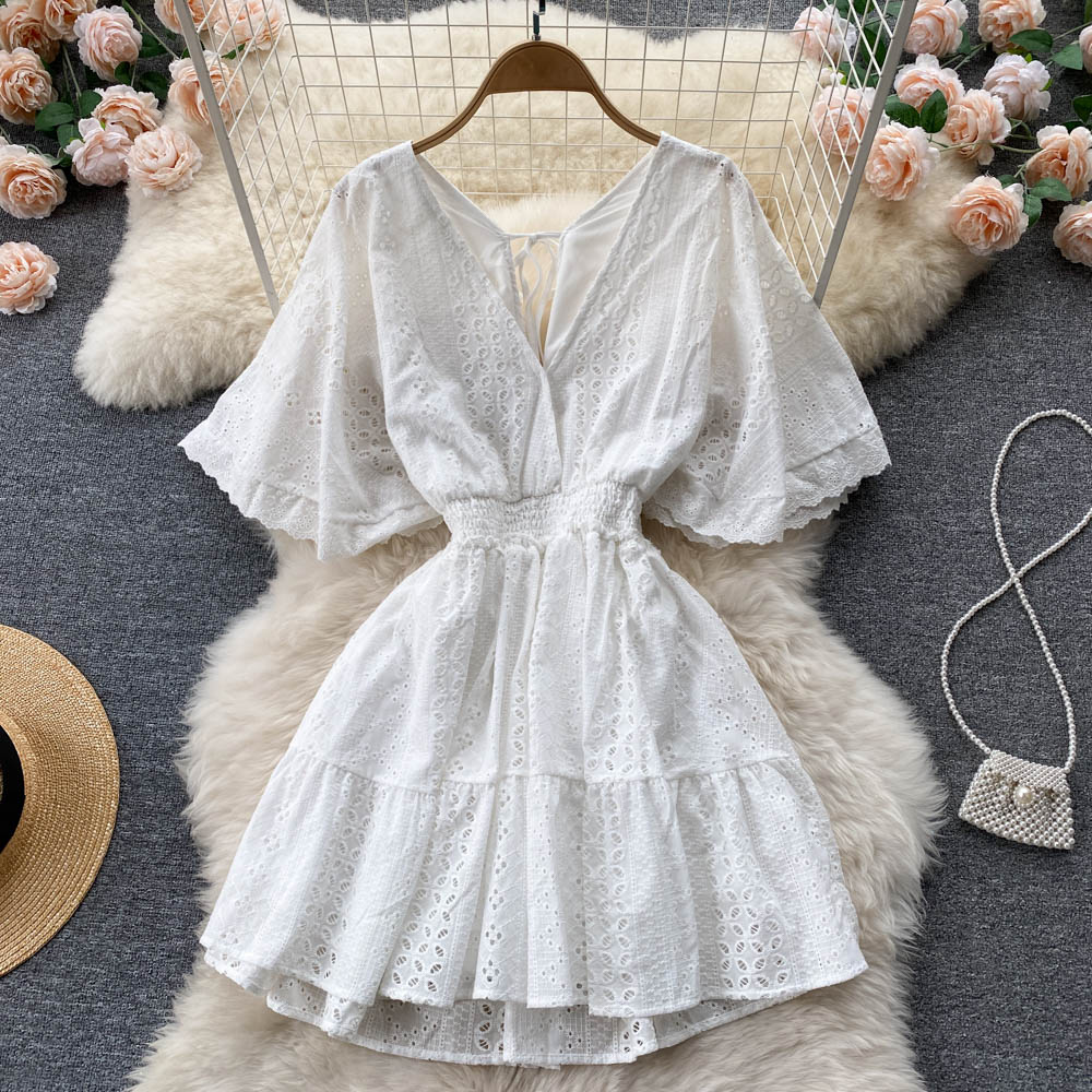 Edith Puff Sleeve Eyelet Dress