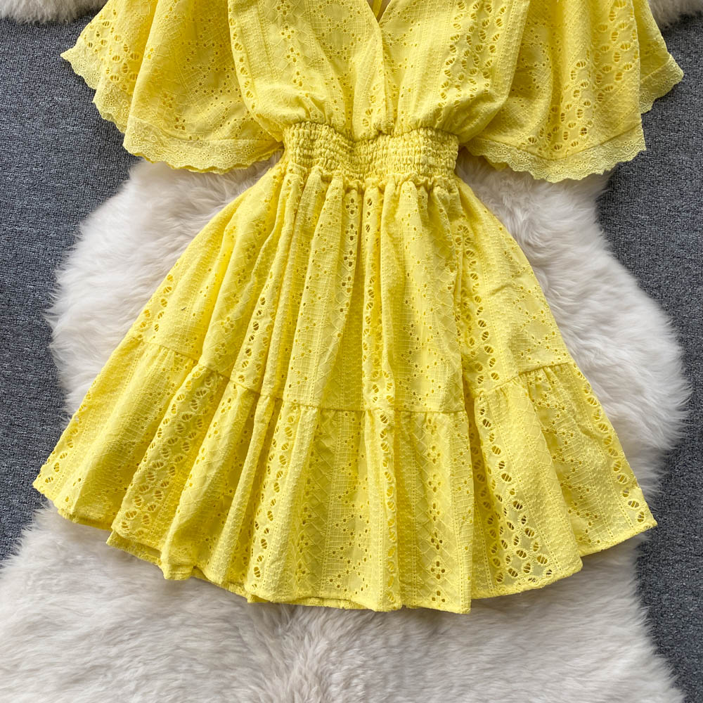 Edith Puff Sleeve Eyelet Dress