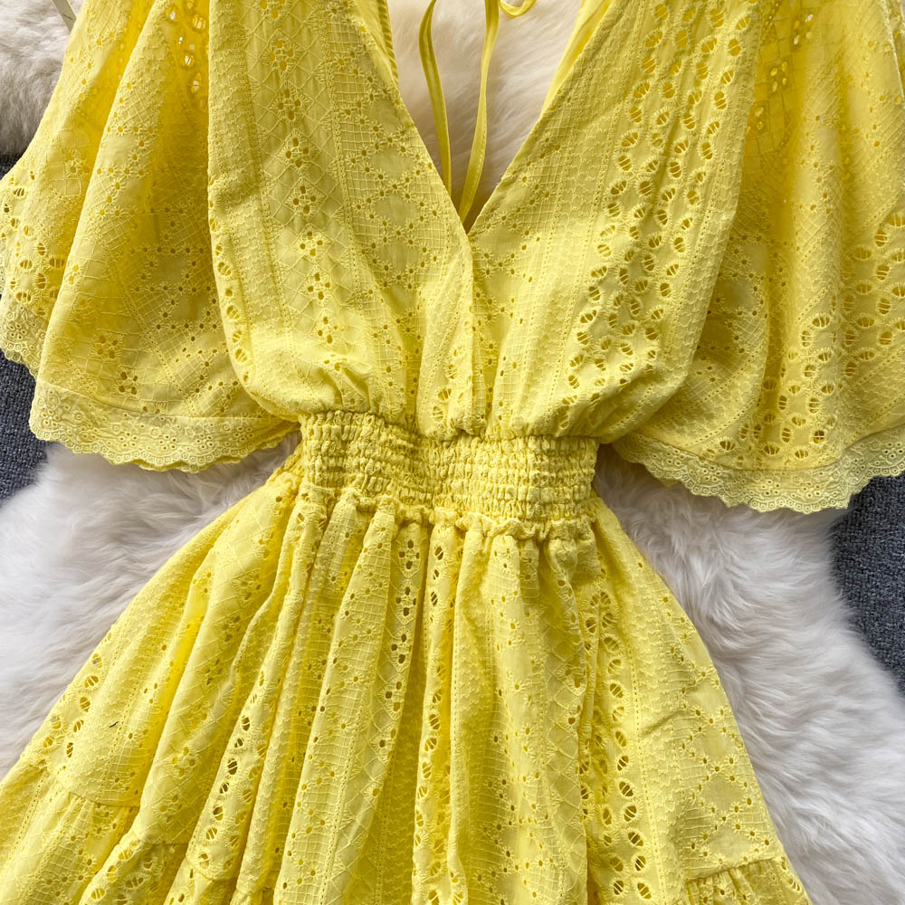 Edith Puff Sleeve Eyelet Dress