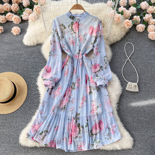 Lillian Pleated Chiffon Dress