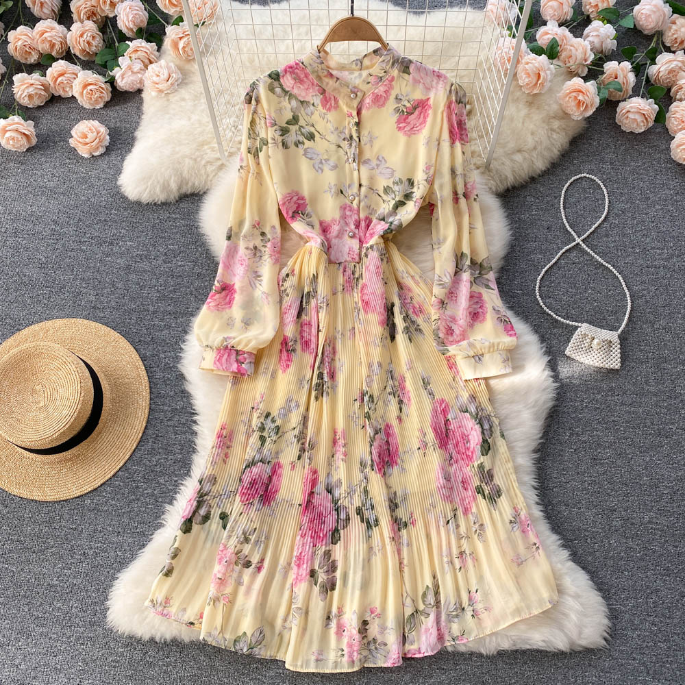 Lillian Pleated Chiffon Dress