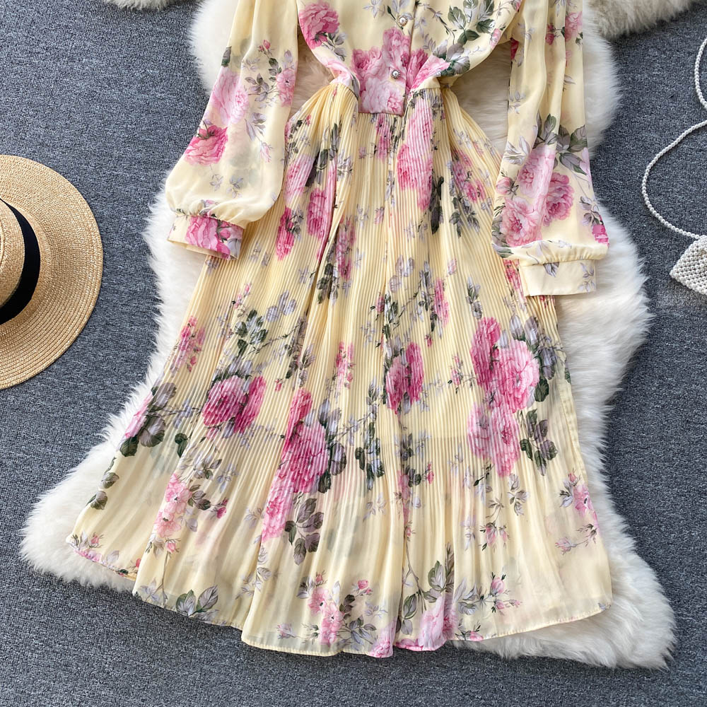 Lillian Pleated Chiffon Dress