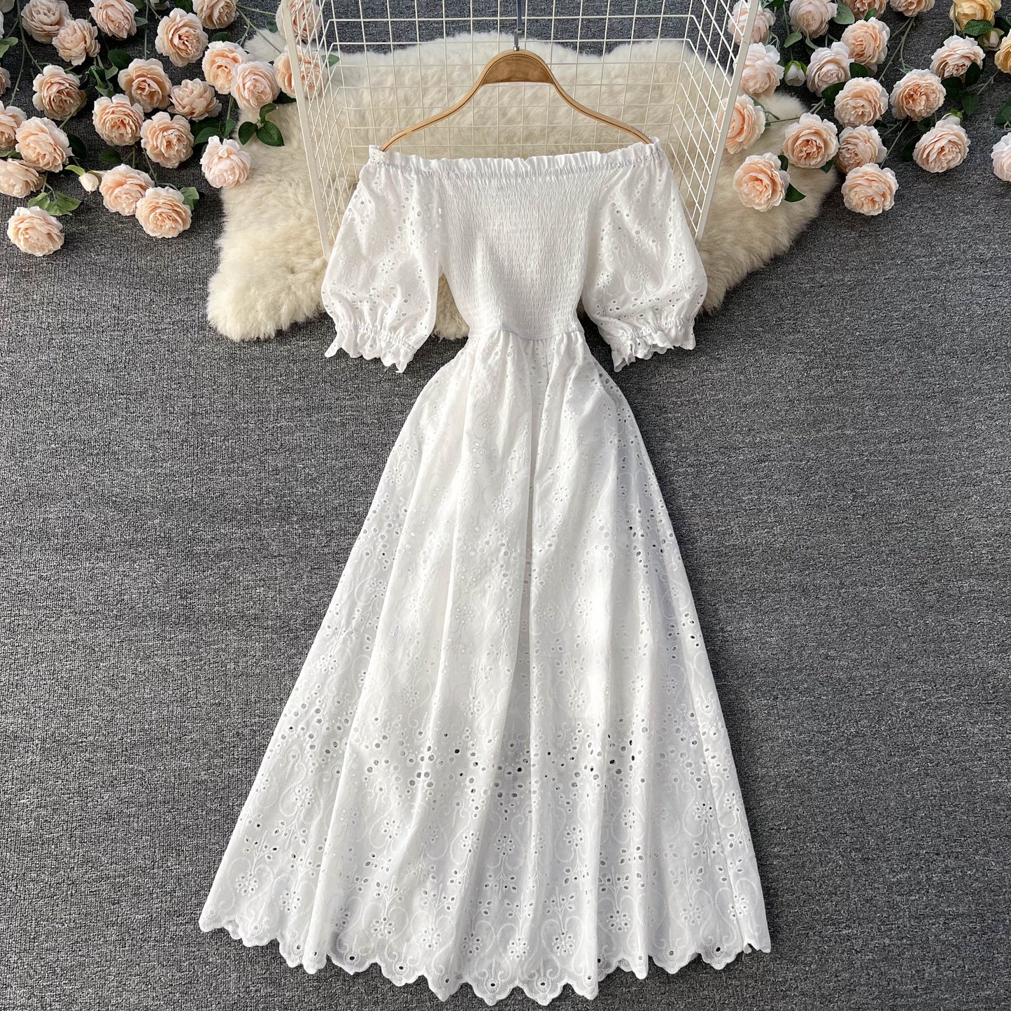 Leilani Off-Shoulder Eyelet Dress