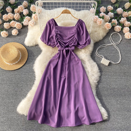 Theodora Ruched Puff Sleeve Dress