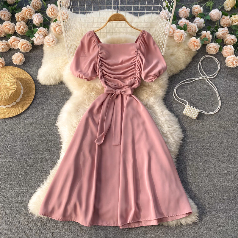 Theodora Ruched Puff Sleeve Dress
