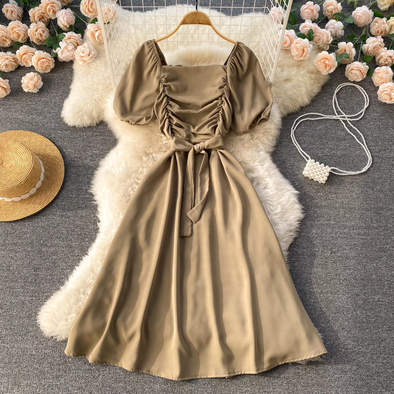 Theodora Ruched Puff Sleeve Dress