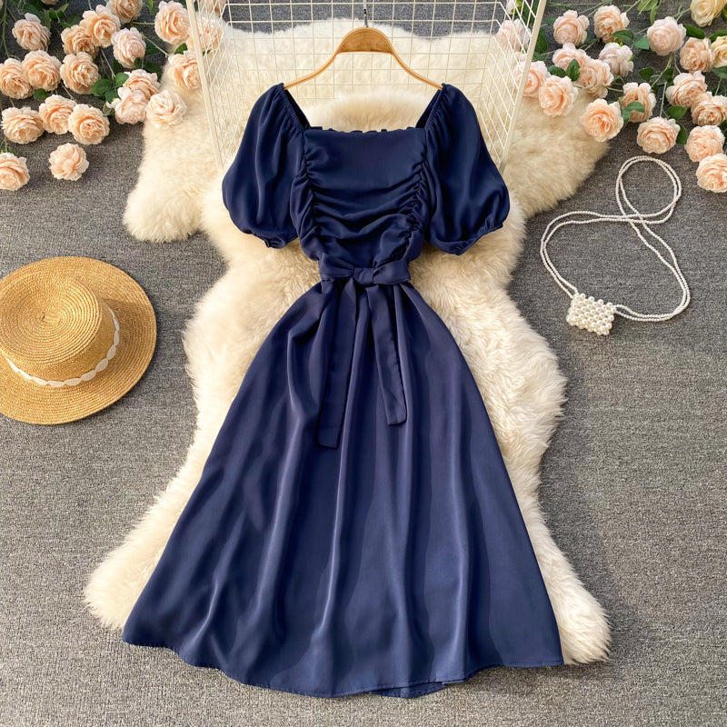 Theodora Ruched Puff Sleeve Dress