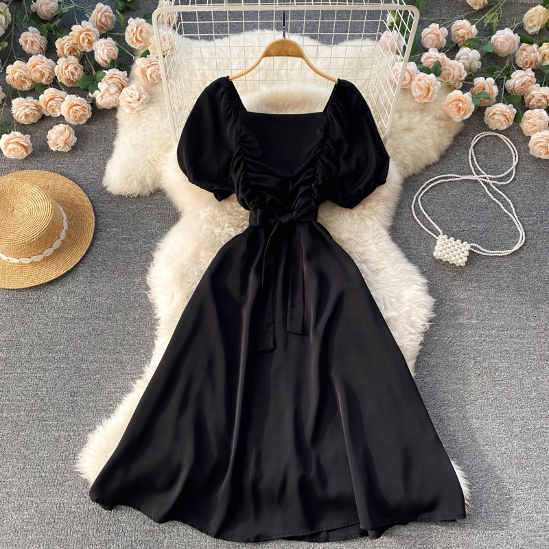Theodora Ruched Puff Sleeve Dress