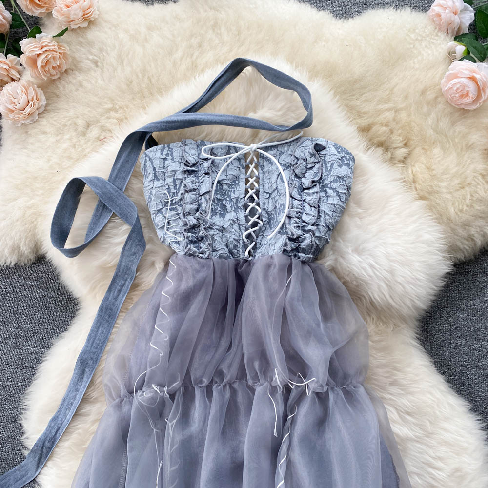 Natasha Corset Tiered Mesh Dress