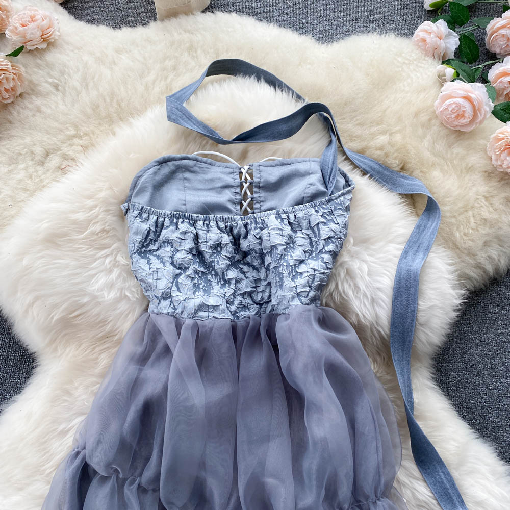 Natasha Corset Tiered Mesh Dress