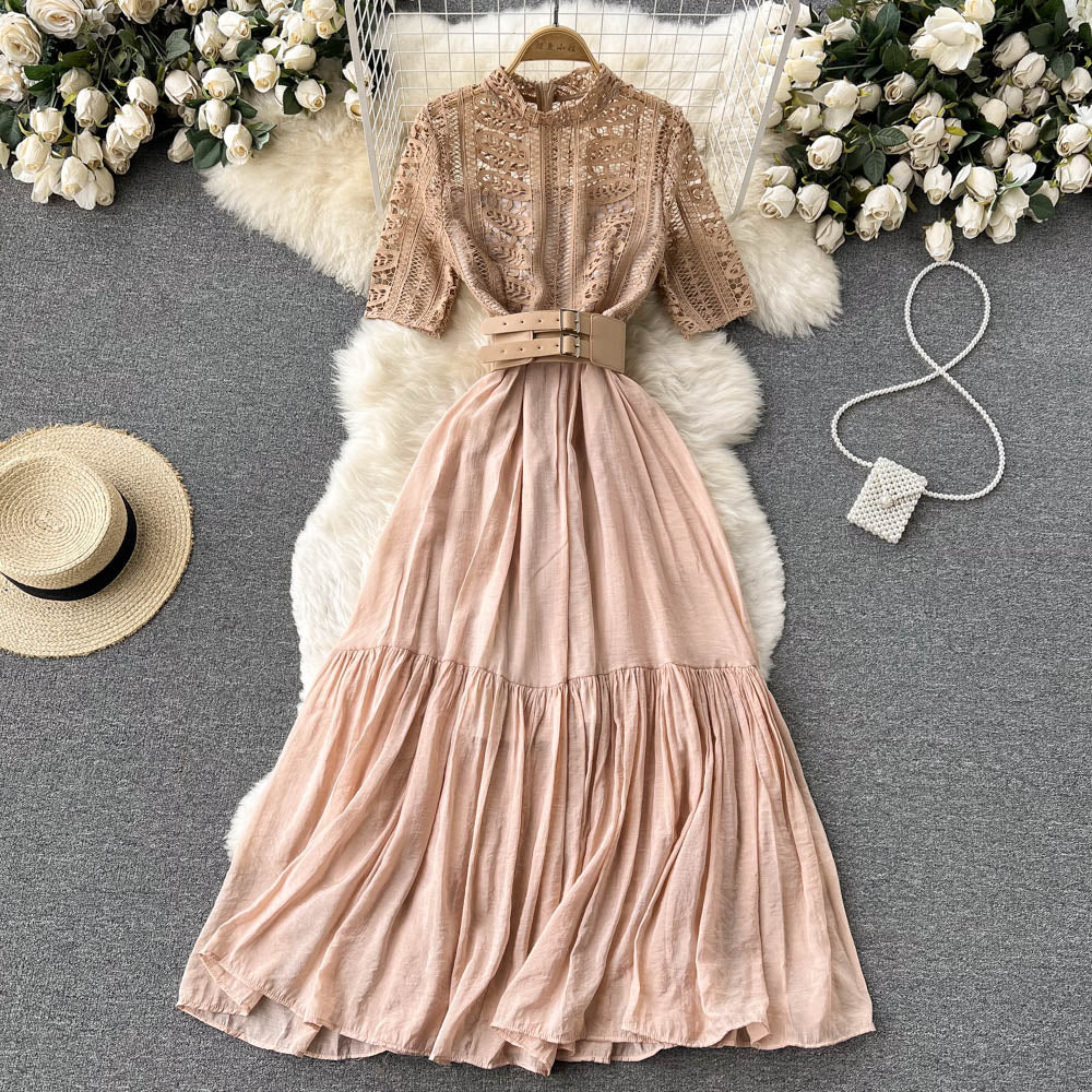 Cynthia Pleated Lace Dress