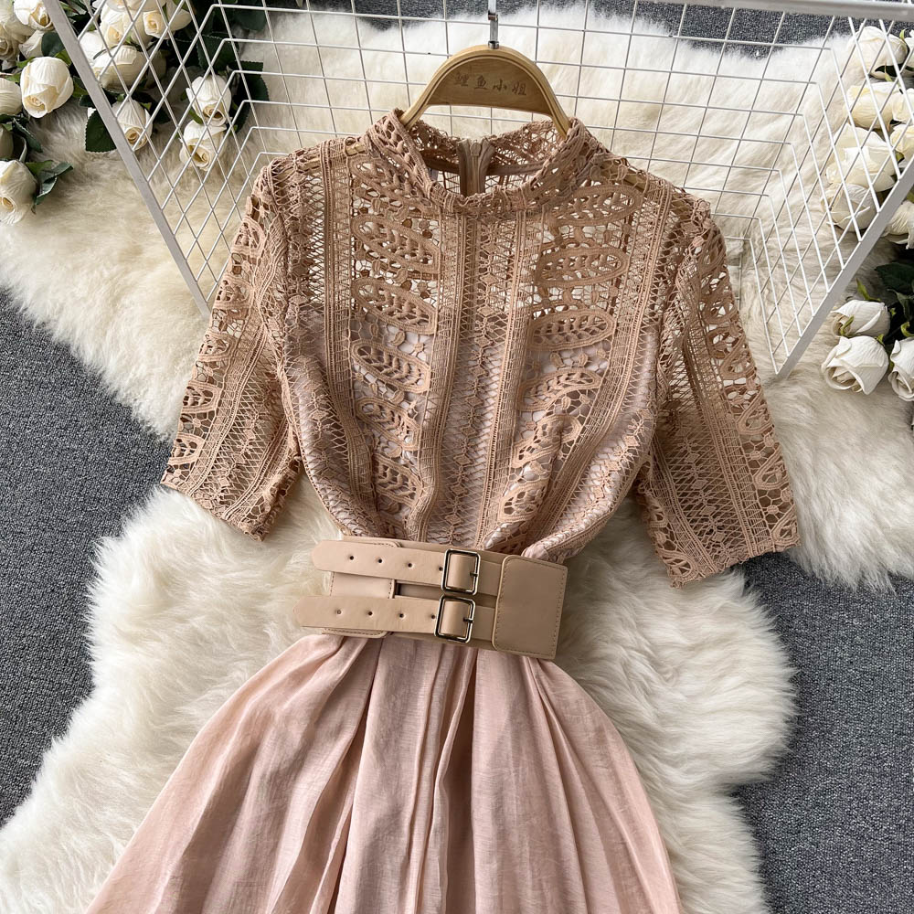Cynthia Pleated Lace Dress