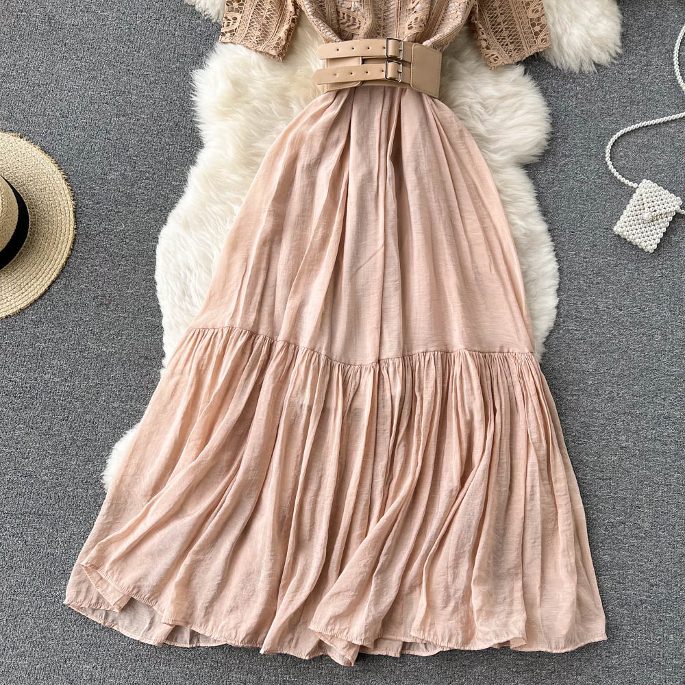 Cynthia Pleated Lace Dress
