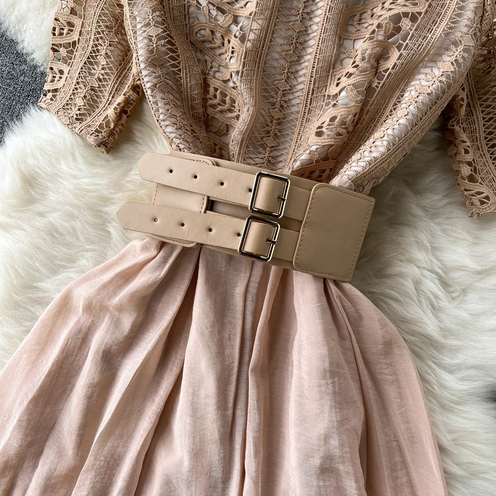 Cynthia Pleated Lace Dress