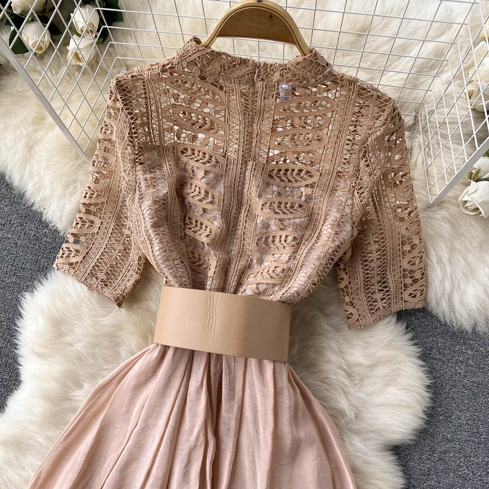 Cynthia Pleated Lace Dress