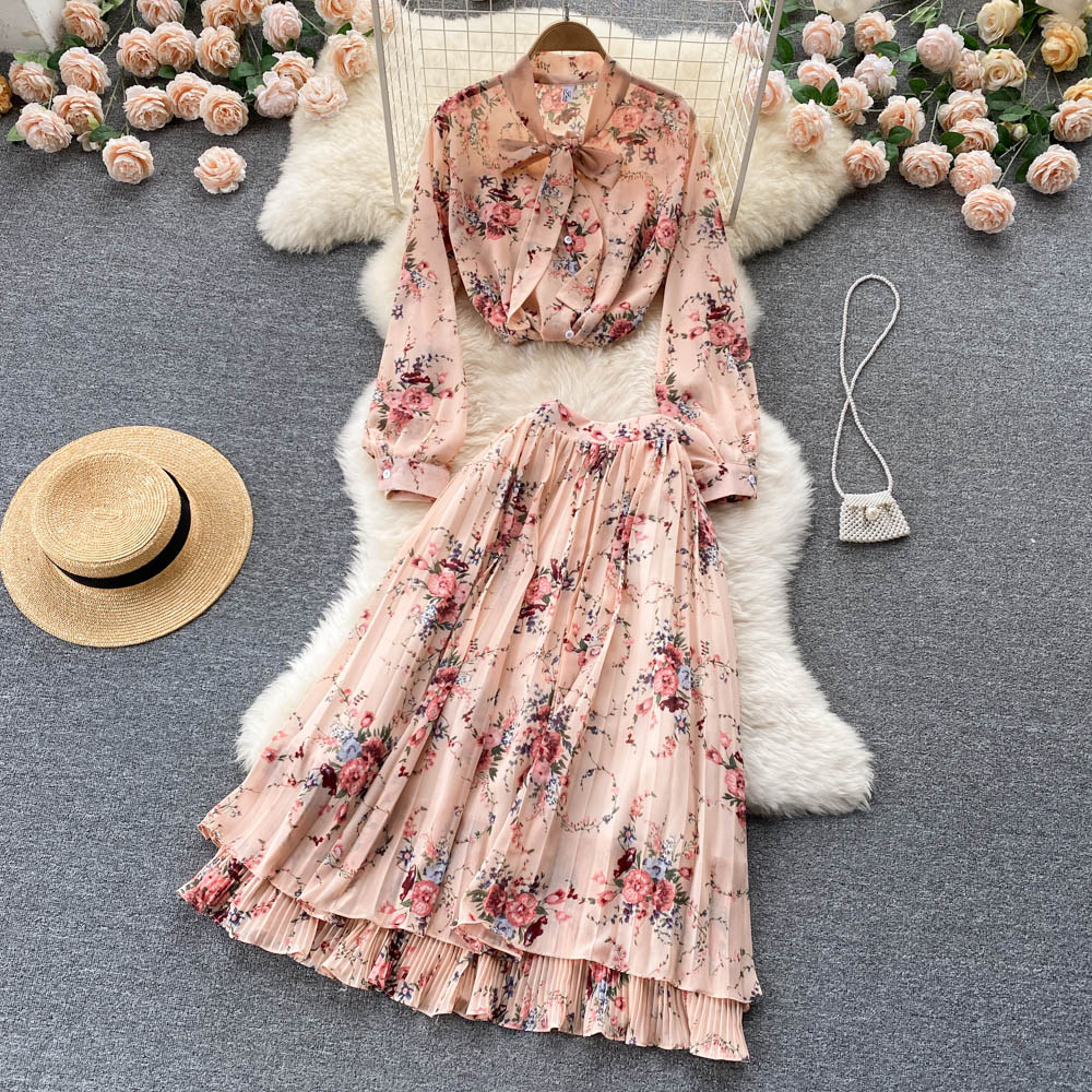 Dani Pleated Chiffon Two Piece Set