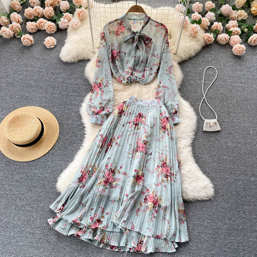 Dani Pleated Chiffon Two Piece Set