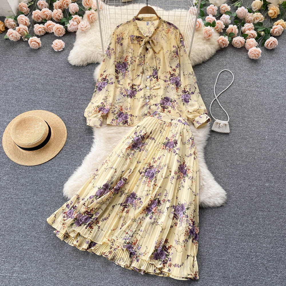 Dani Pleated Chiffon Two Piece Set