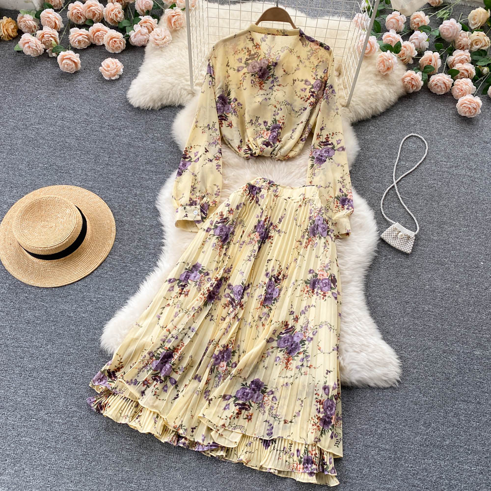 Dani Pleated Chiffon Two Piece Set