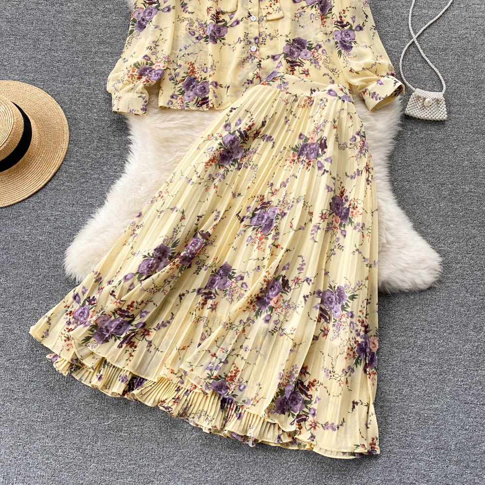 Dani Pleated Chiffon Two Piece Set