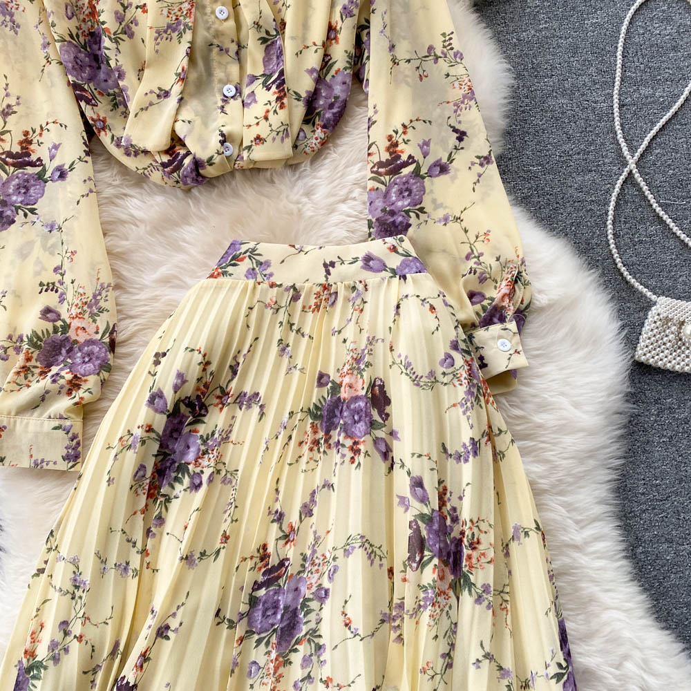 Dani Pleated Chiffon Two Piece Set