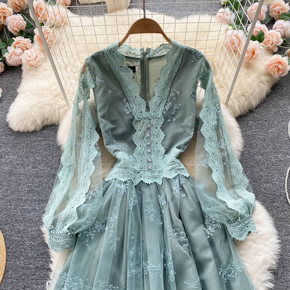 Greer Lace Mesh Dress