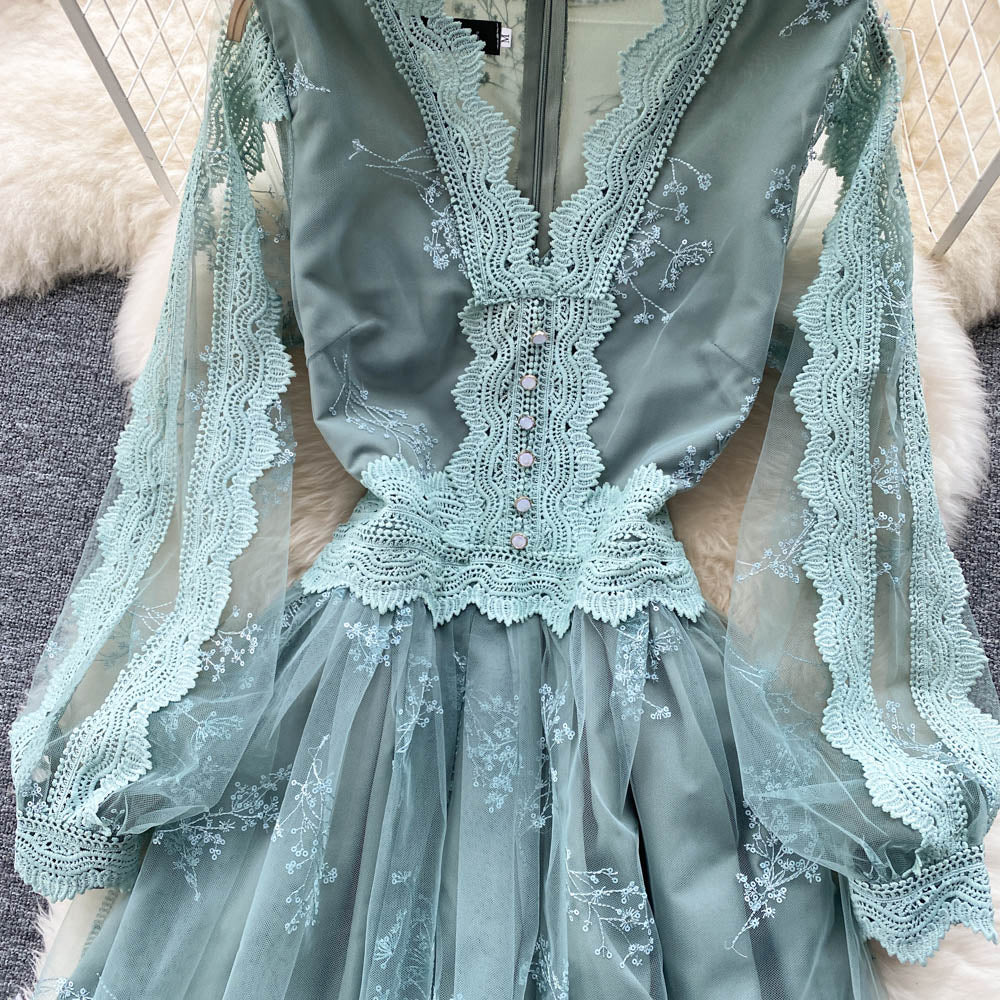 Greer Lace Mesh Dress