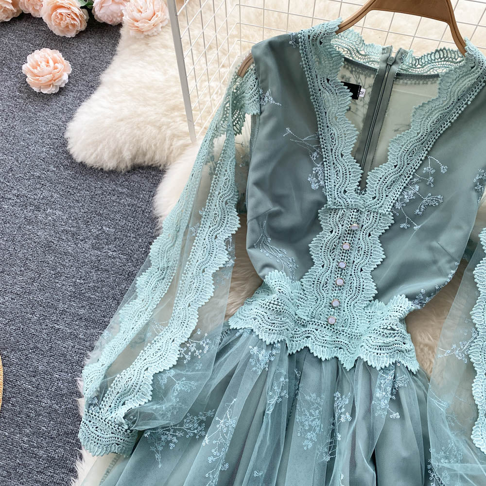 Greer Lace Mesh Dress