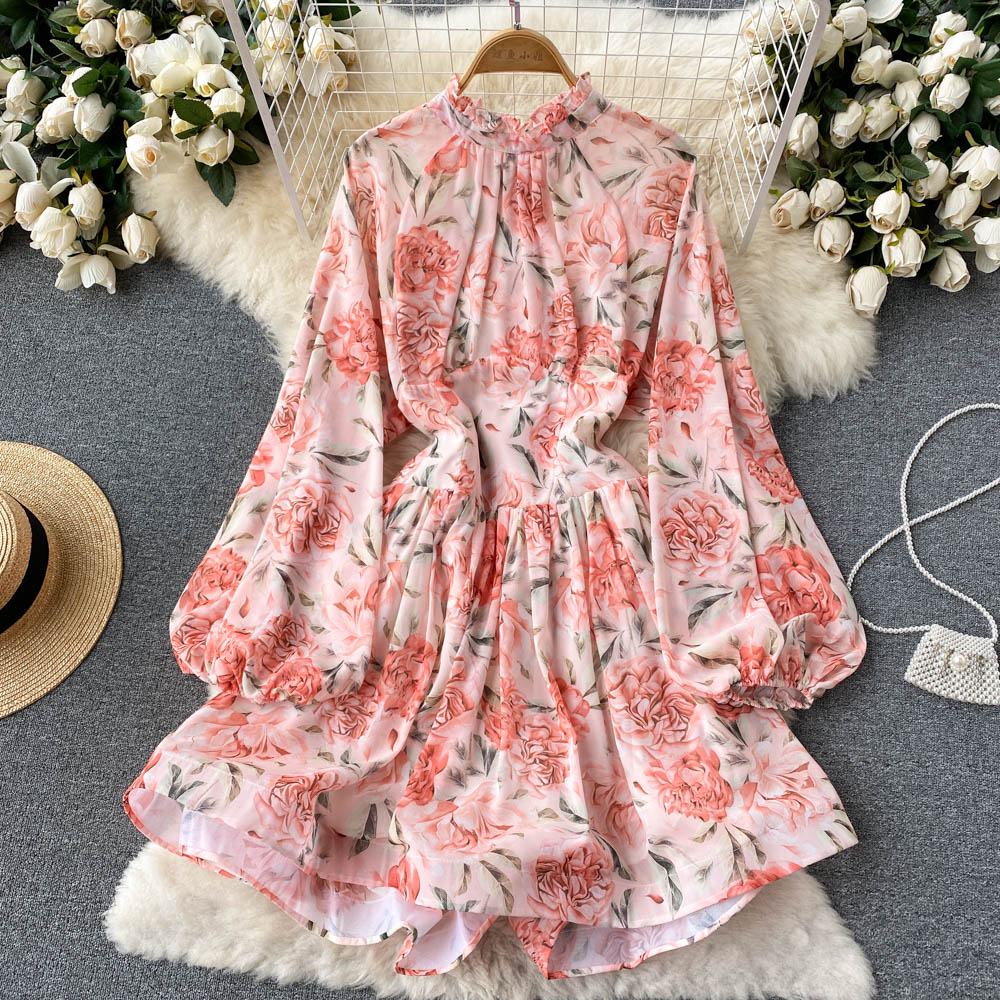 Belle Puff Sleeve Open Back Dress
