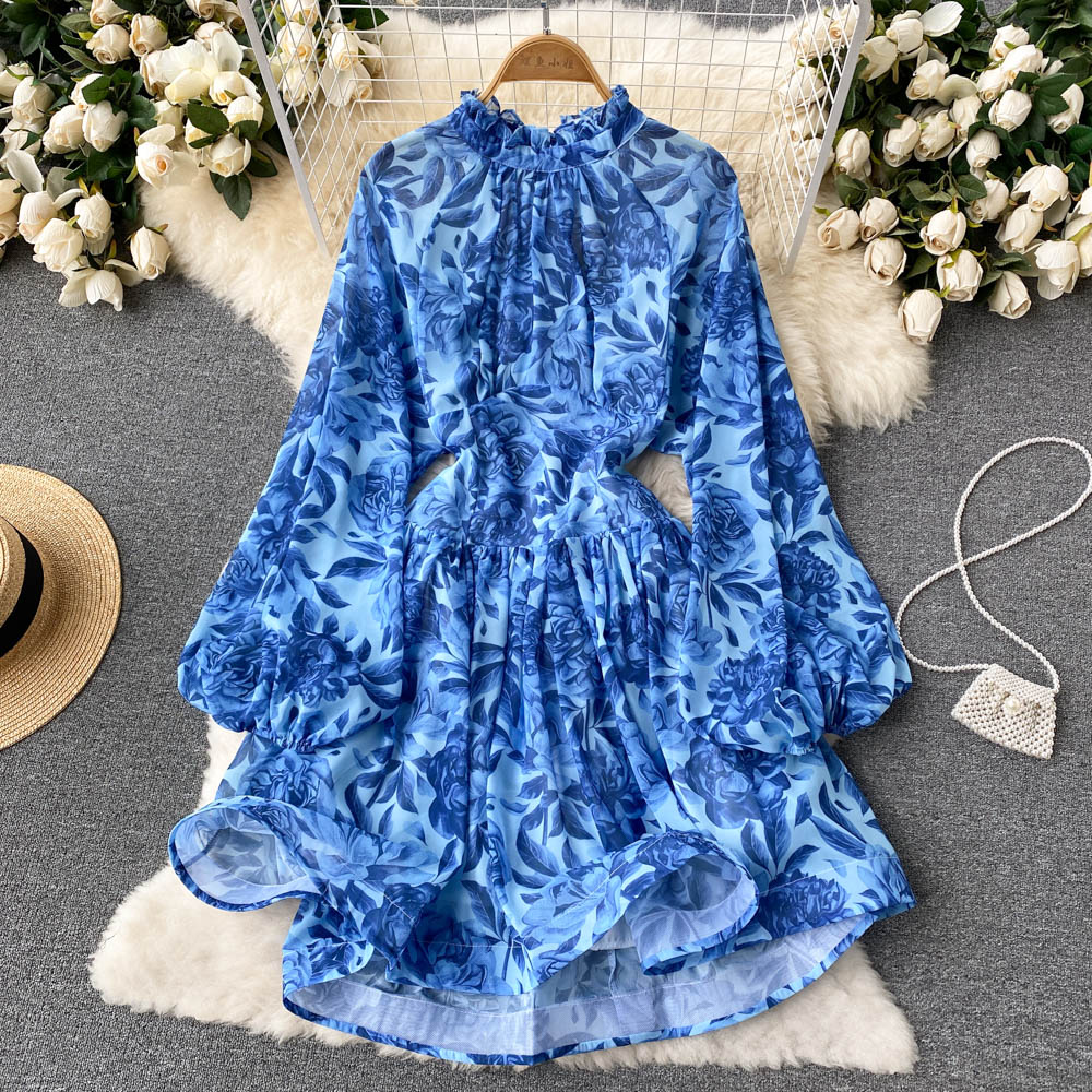 Belle Puff Sleeve Open Back Dress