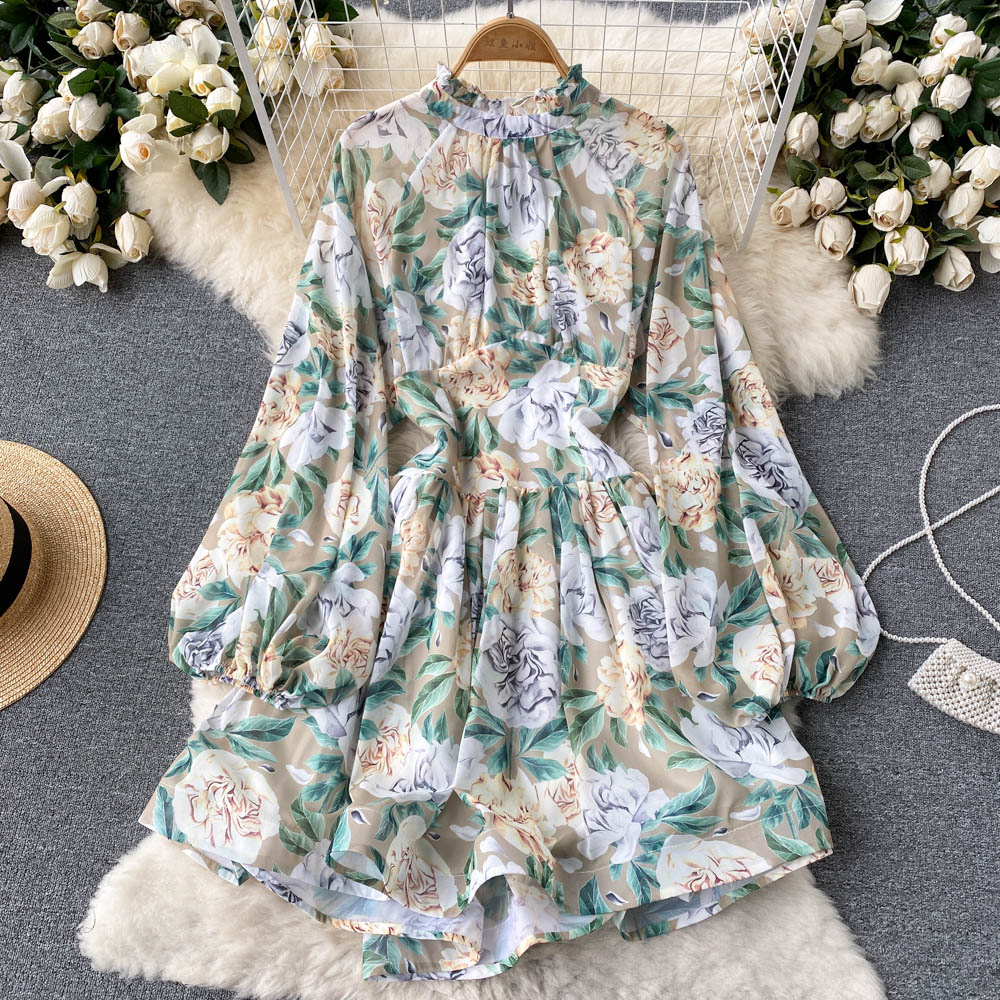 Belle Puff Sleeve Open Back Dress
