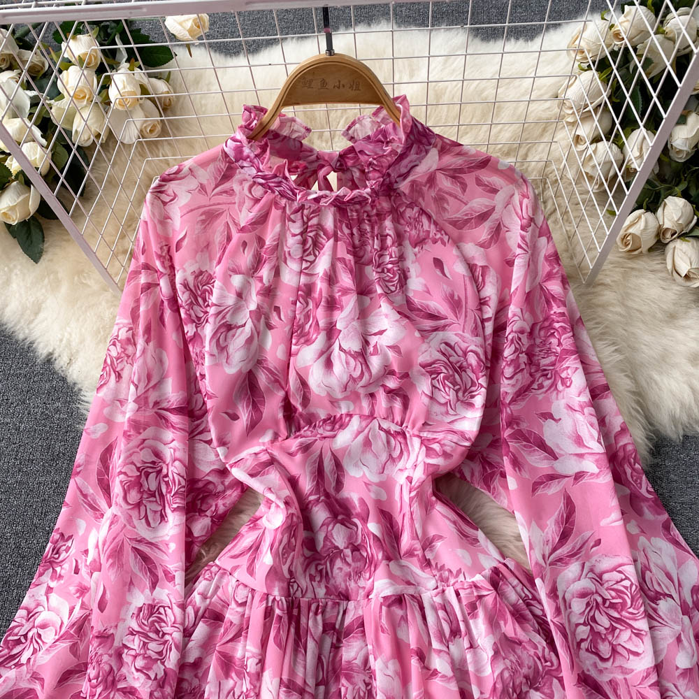 Belle Puff Sleeve Open Back Dress