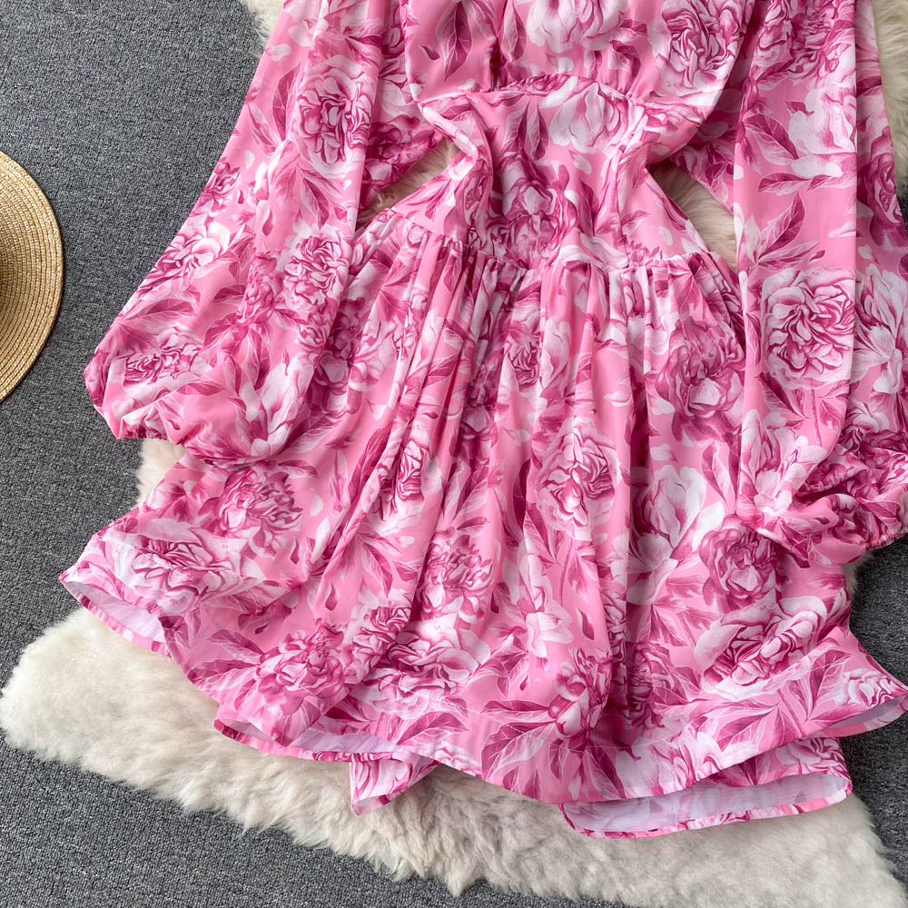 Belle Puff Sleeve Open Back Dress